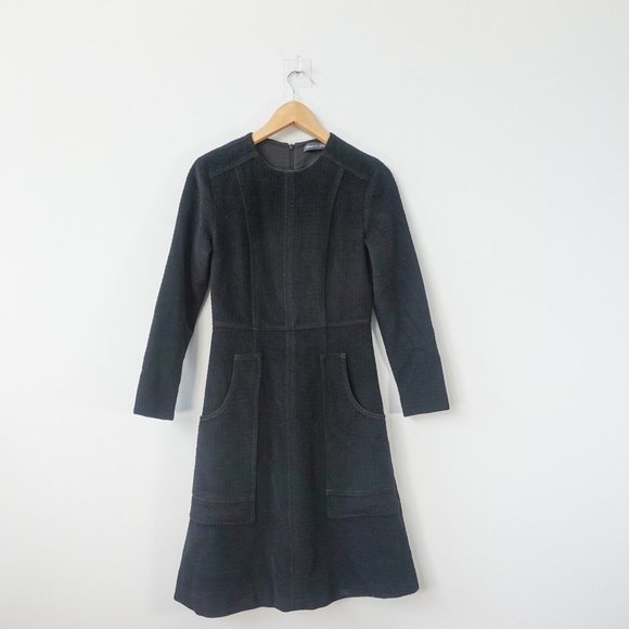 Black Dress Mini Long Sleeve Size XS Short Wool Nostalgia Chic MARGOT CLEMENCE - Picture 1 of 10